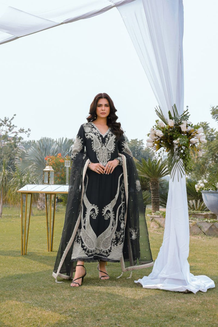 Reema Ahsan - Serene - Raw Silk & Organza - Black  - 3 Piece