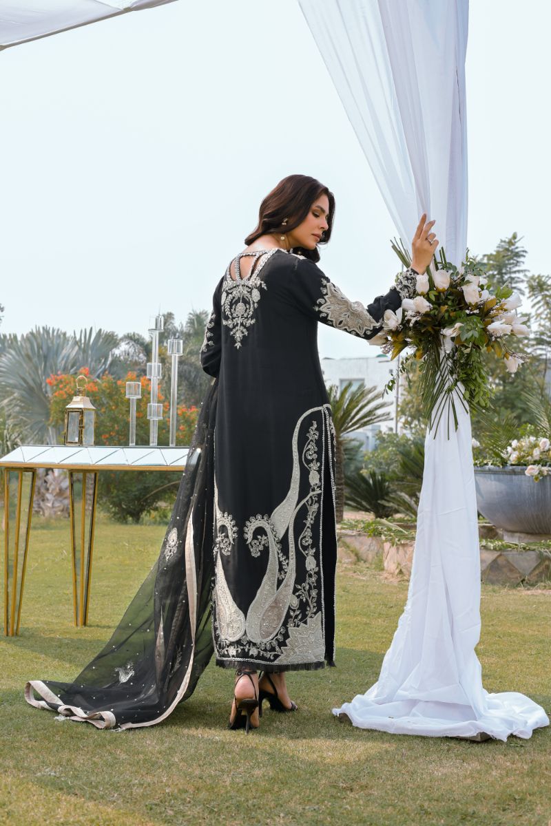 Reema Ahsan - Serene - Raw Silk & Organza - Black  - 3 Piece