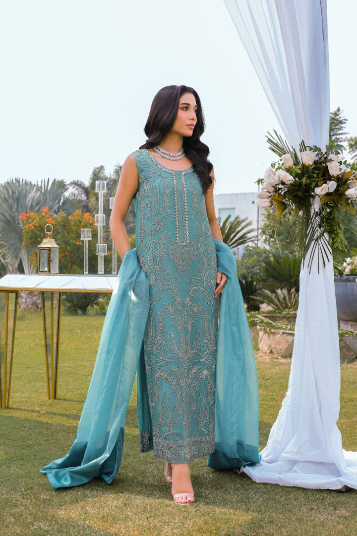 Reema Ahsan - Zirah - Multi Fabric - Teal  - 3 Piece