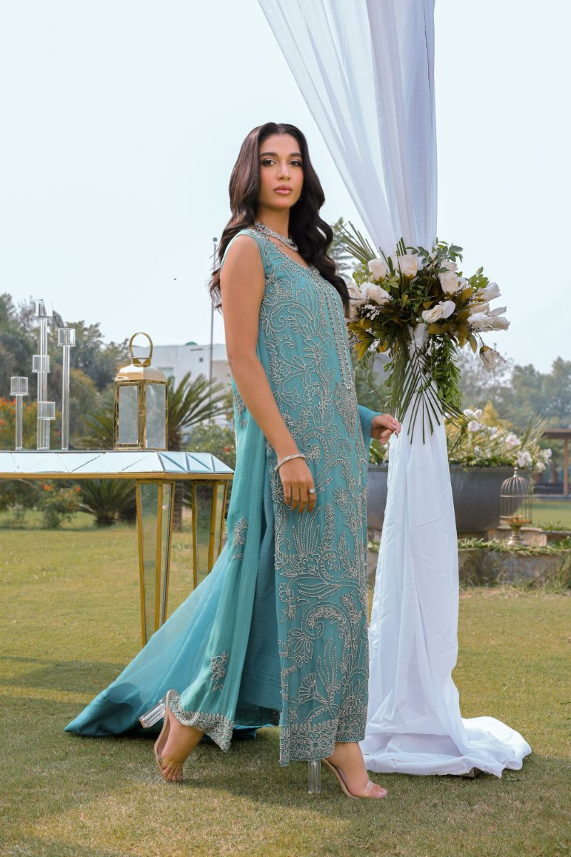 Reema Ahsan - Zirah - Multi Fabric - Teal  - 3 Piece