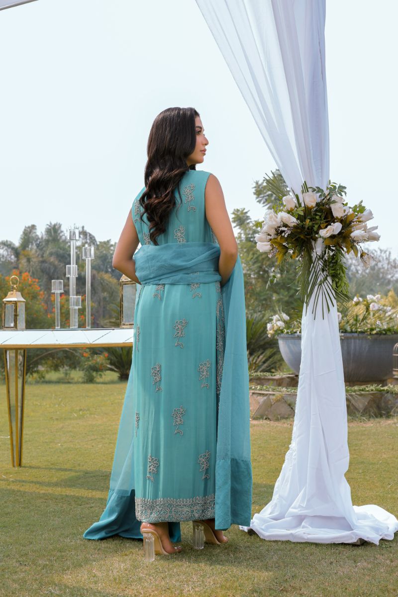 Reema Ahsan - Zirah - Multi Fabric - Teal  - 3 Piece