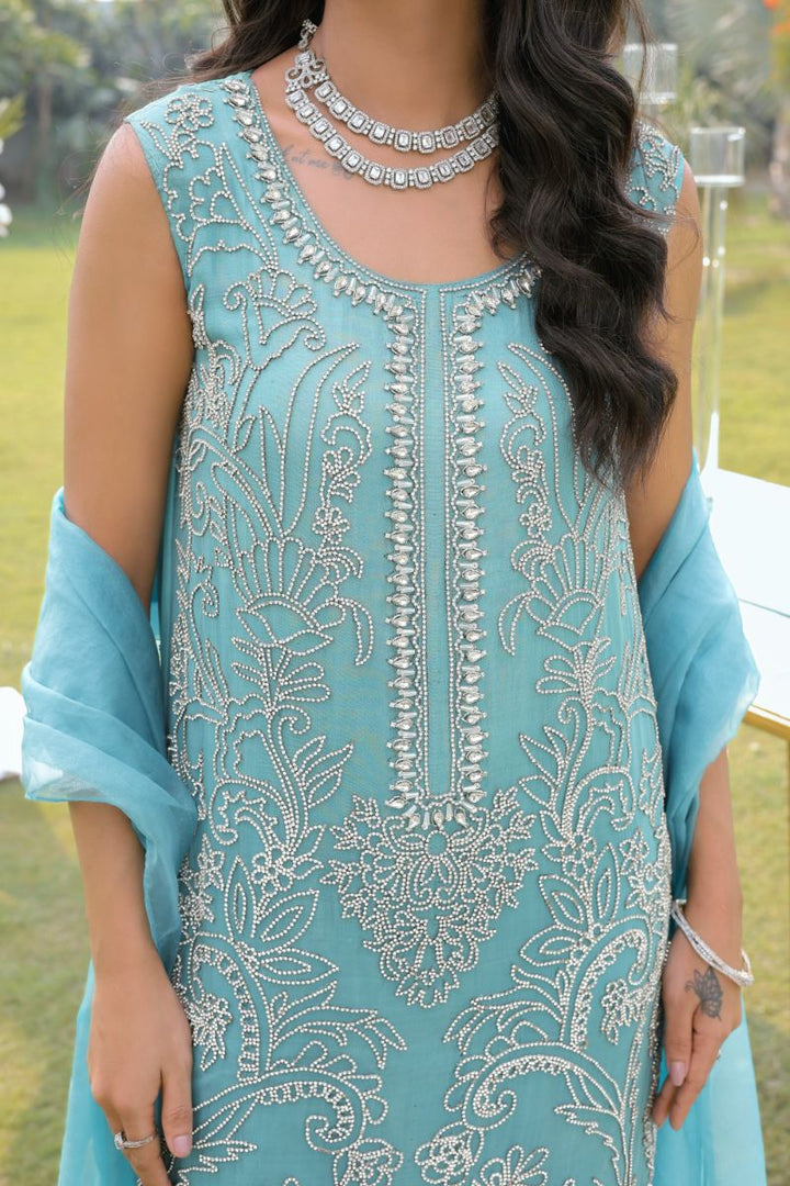 Reema Ahsan - Zirah - Multi Fabric - Teal  - 3 Piece