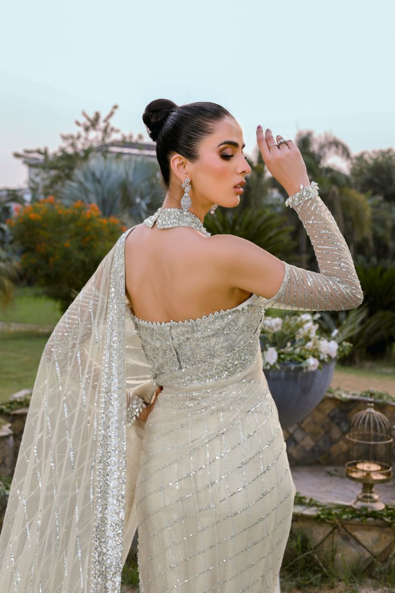 Reema Ahsan - Nurul - Net & Shimmer - Ivory  - 3 Piece