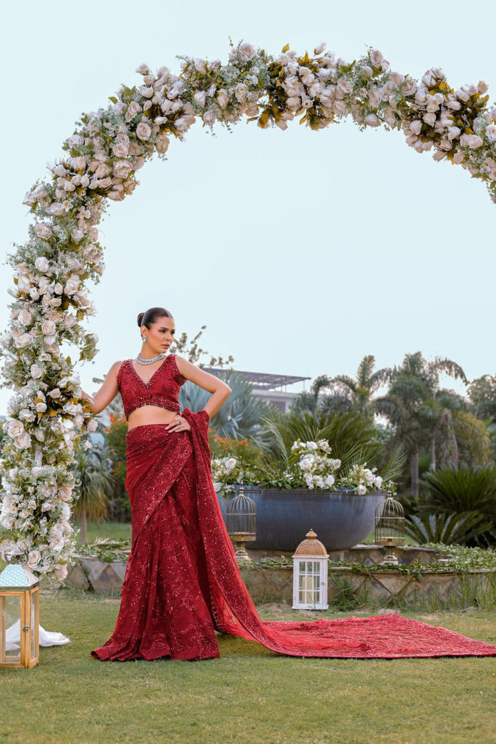 Reema Ahsan - Inaya - Net & Silk - Ruby red - 3 Piece