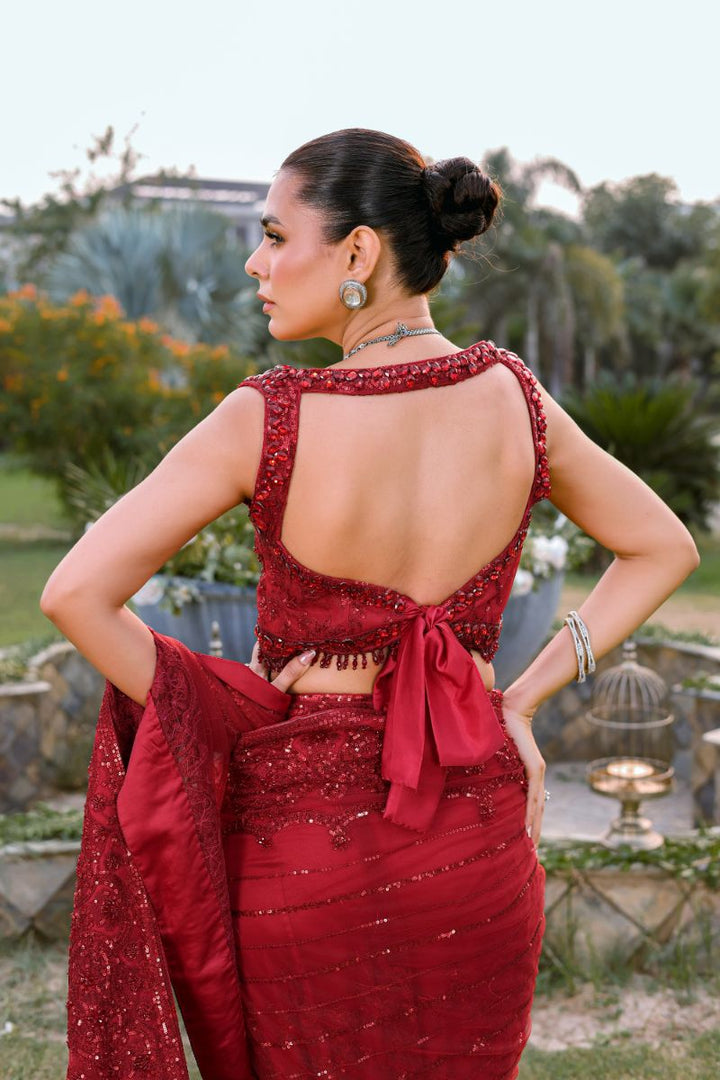 Reema Ahsan - Inaya - Net & Silk - Ruby red - 3 Piece