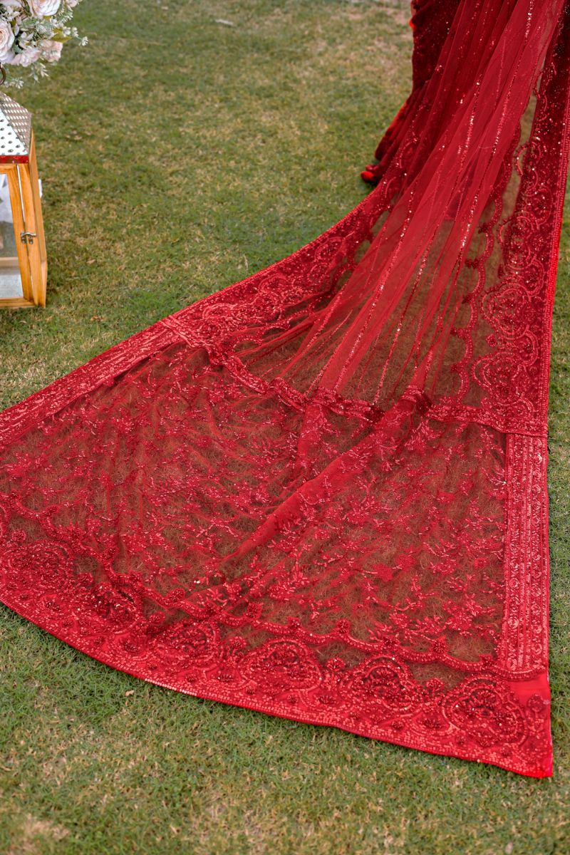 Reema Ahsan - Inaya - Net & Silk - Ruby red - 3 Piece