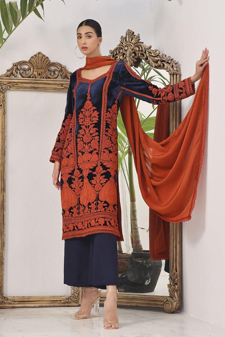 Rizwan Beyg Design - Guldan - Pure Velvet - Blue - 2 Piece