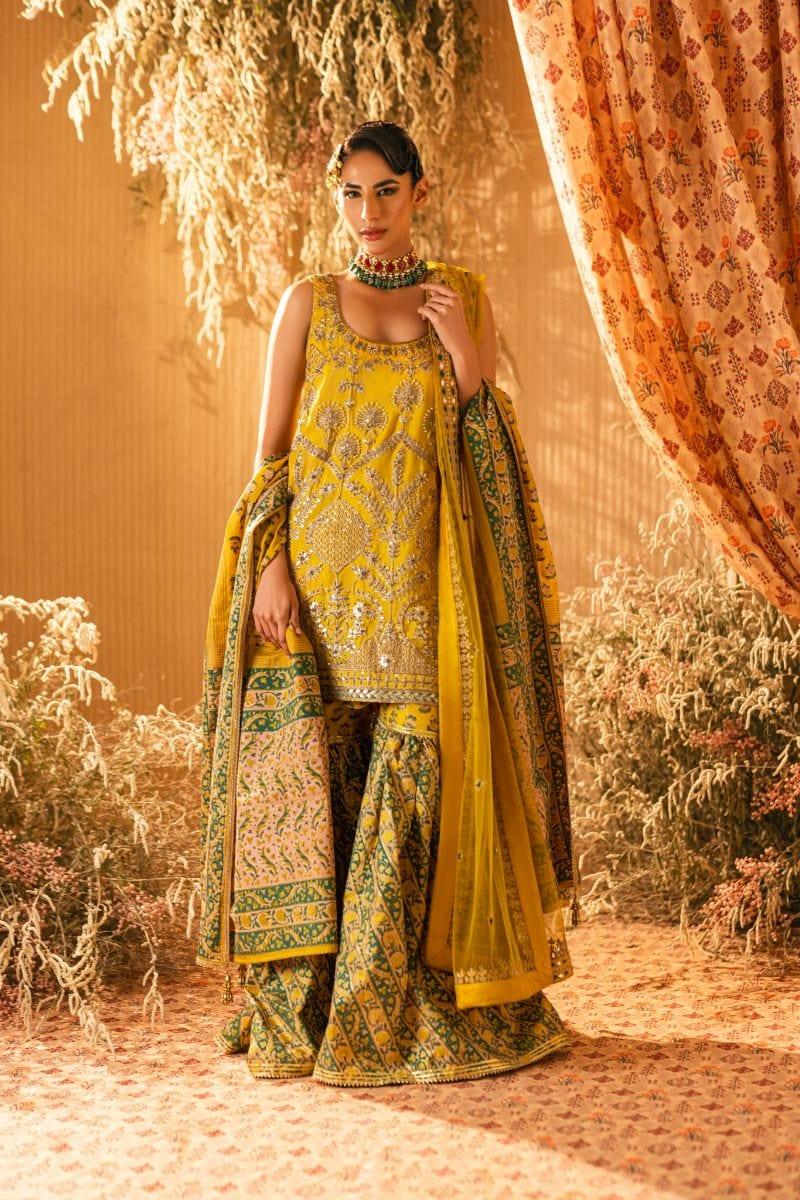 Shehrnaz - SHK-1203 - tara - Yellow - Korean Silk Dori Work - 3 Piece - Studio by TCS