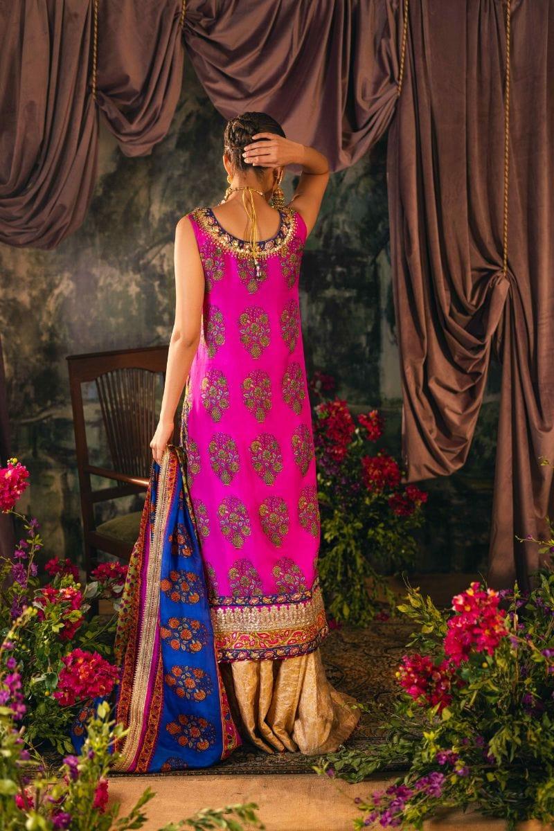 Shehrnaz - SHK-1200 - zeina - Hot pink & green - Pure silk - 3 Piece - Studio by TCS