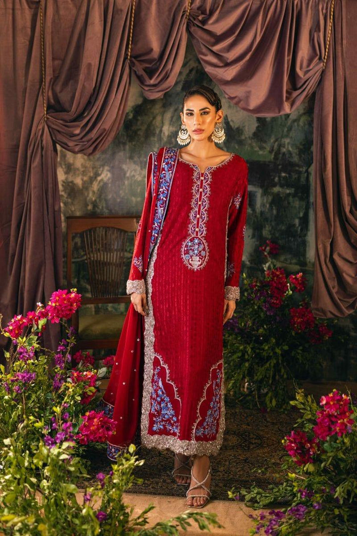 Shehrnaz - SHK-1205 - zeenat - Maroon - Viscose Raw Silk - 3 Piece - Studio by TCS