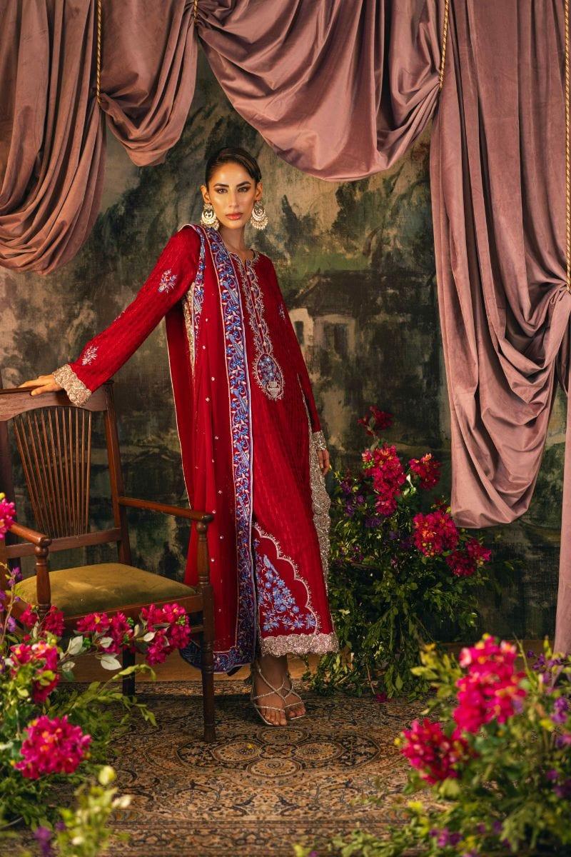 Shehrnaz - SHK-1205 - zeenat - Maroon - Viscose Raw Silk - 3 Piece - Studio by TCS