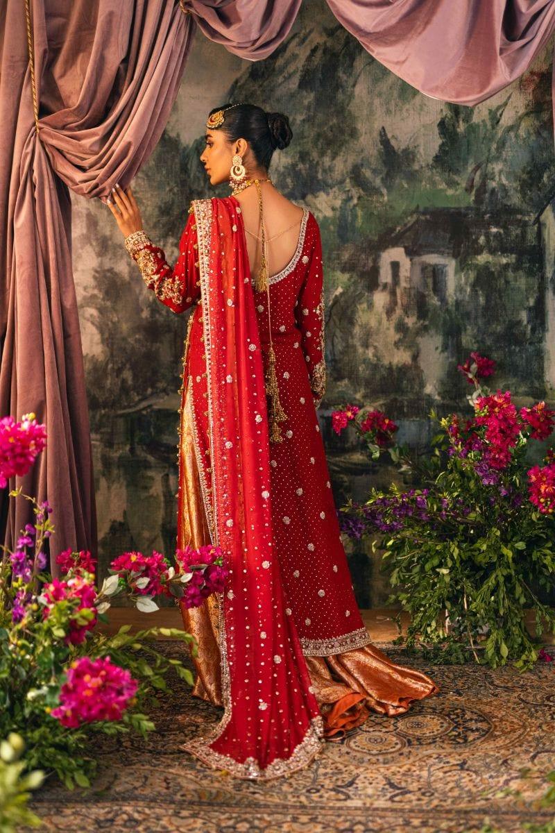 Shehrnaz - SHK-1209 - laila bridal - Red - Kamdani Chiffon - 3 Piece - Studio by TCS