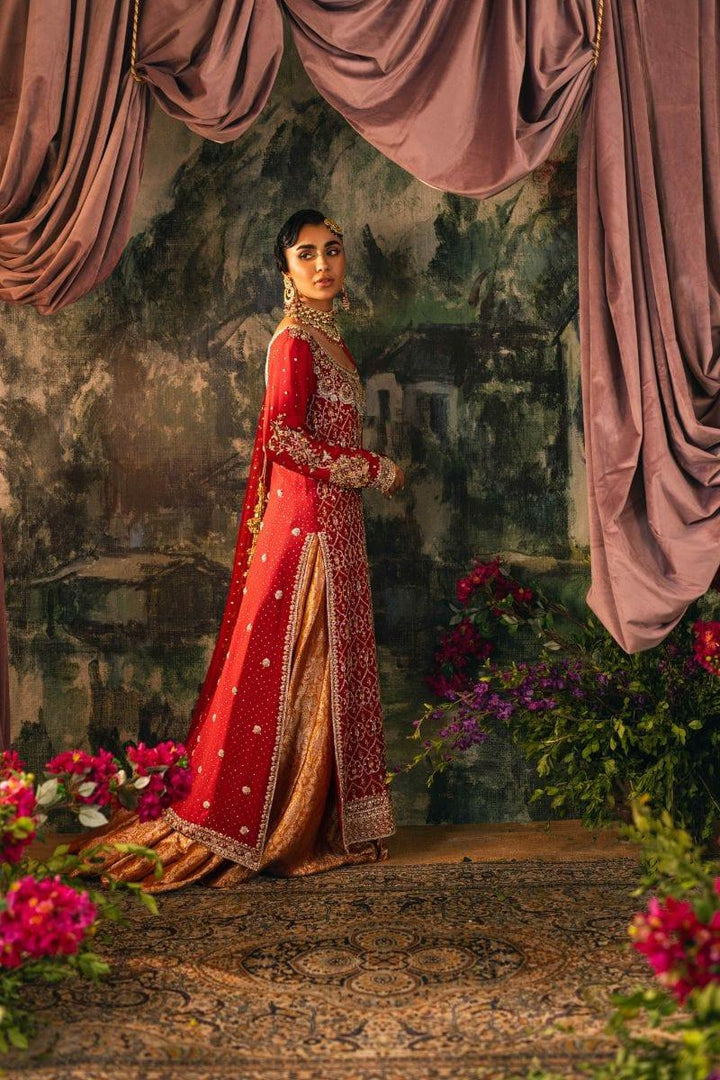 Shehrnaz - SHK-1209 - laila bridal - Red - Kamdani Chiffon - 3 Piece - Studio by TCS