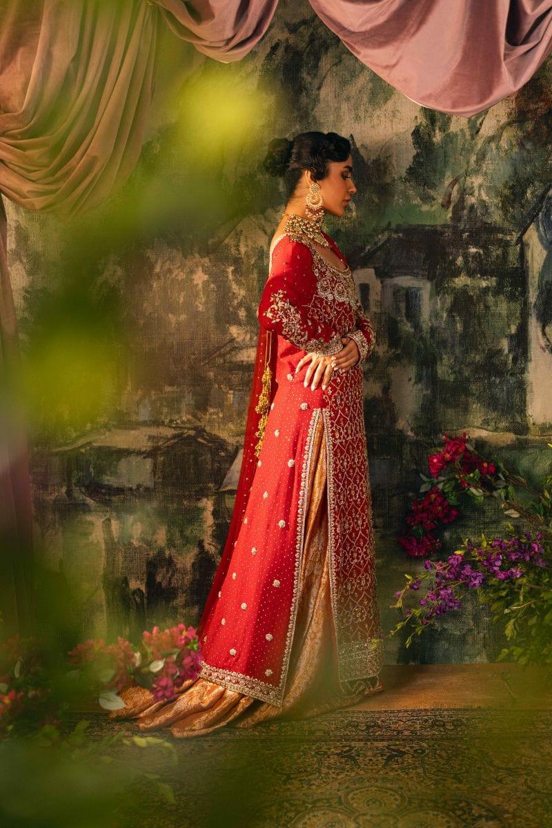 Shehrnaz - SHK-1209 - laila bridal - Red - Kamdani Chiffon - 3 Piece - Studio by TCS