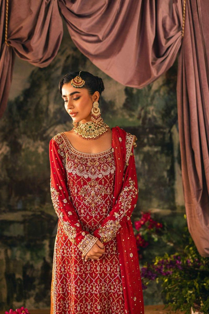 Shehrnaz - SHK-1209 - laila bridal - Red - Kamdani Chiffon - 3 Piece - Studio by TCS