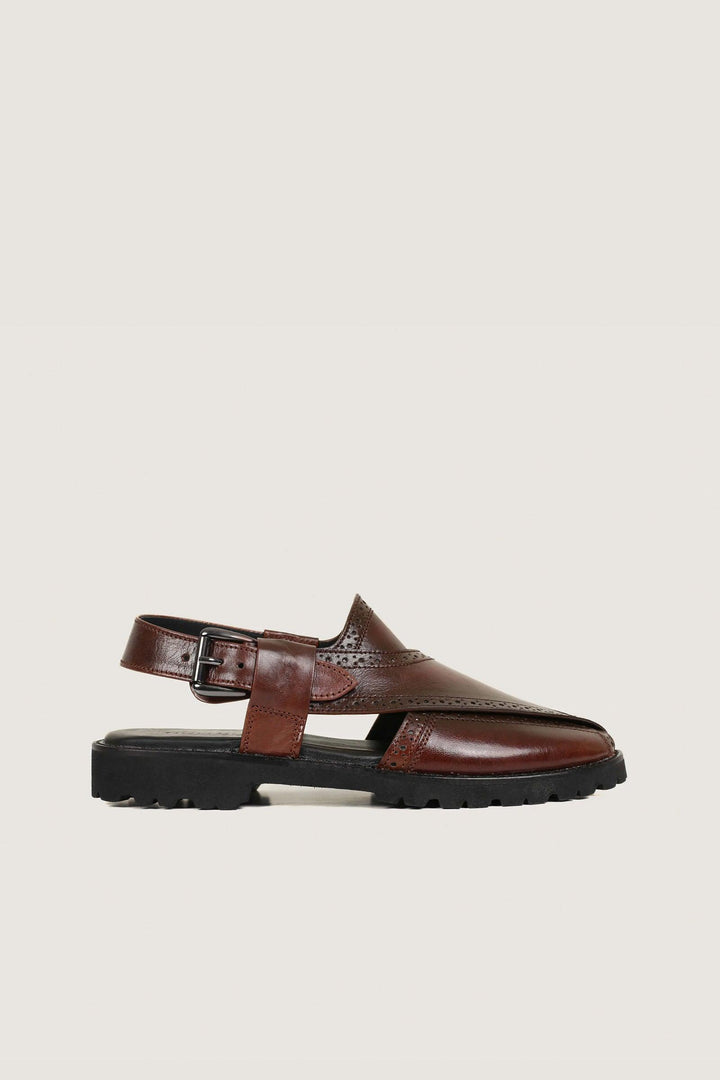 Novado - Brogue Peshawari Chappal - Brown