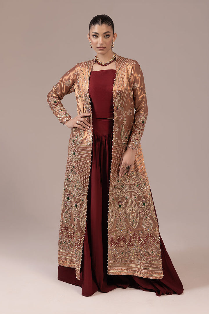 Malook - Cinnamon - Rust & Maroon - Tissue & Raw Silk - 3 Piece - UnStitch