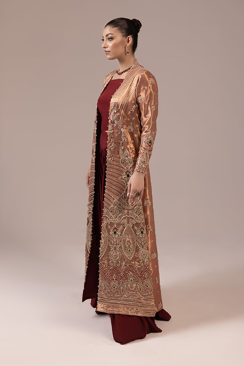 Malook - Cinnamon - Rust & Maroon - Tissue & Raw Silk - 3 Piece - UnStitch