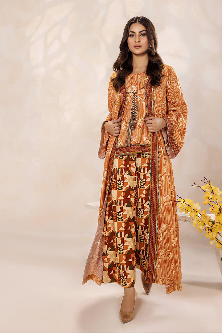 SAFWA - Printed - Orange - Lawn - 2 Piece - Stitched