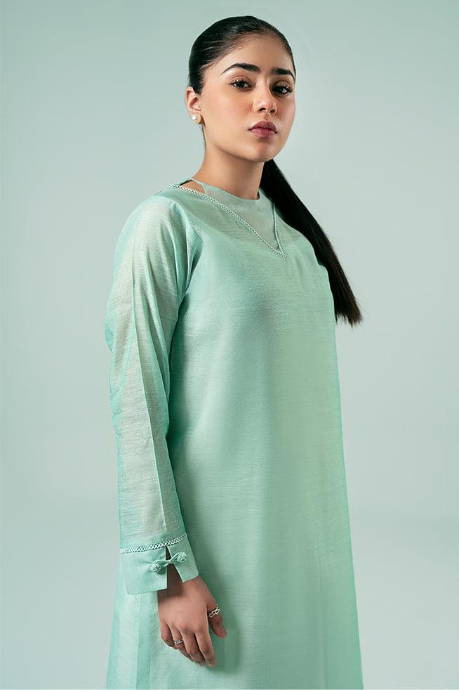 FOZIA KHALID  - Dark Mint Delight - Paper Silk - 1 Piece