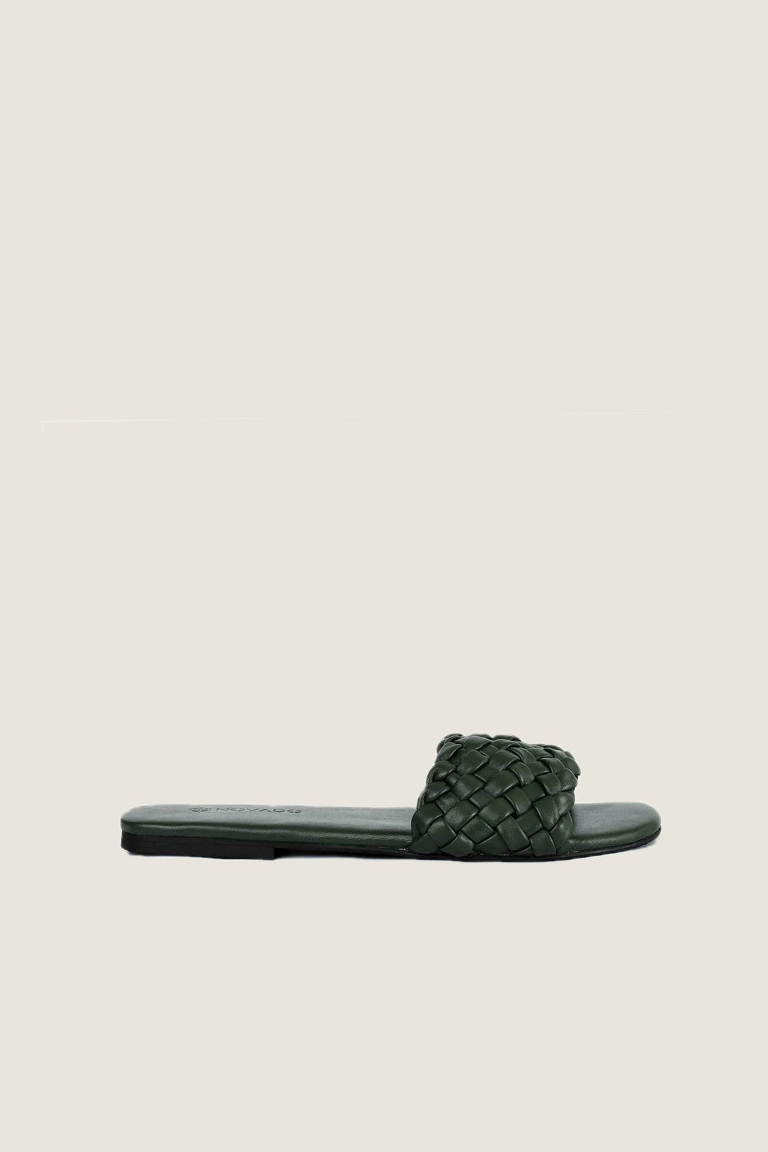 Novado - Leather Sandal with Woven Design - Green