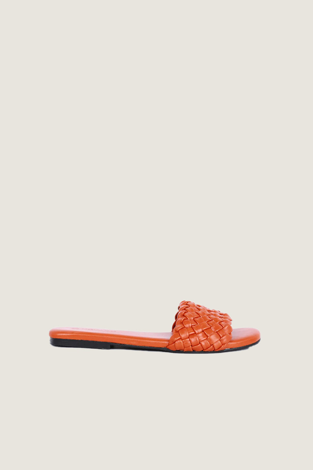 Novado - Leather Sandal with Woven Design - Orange