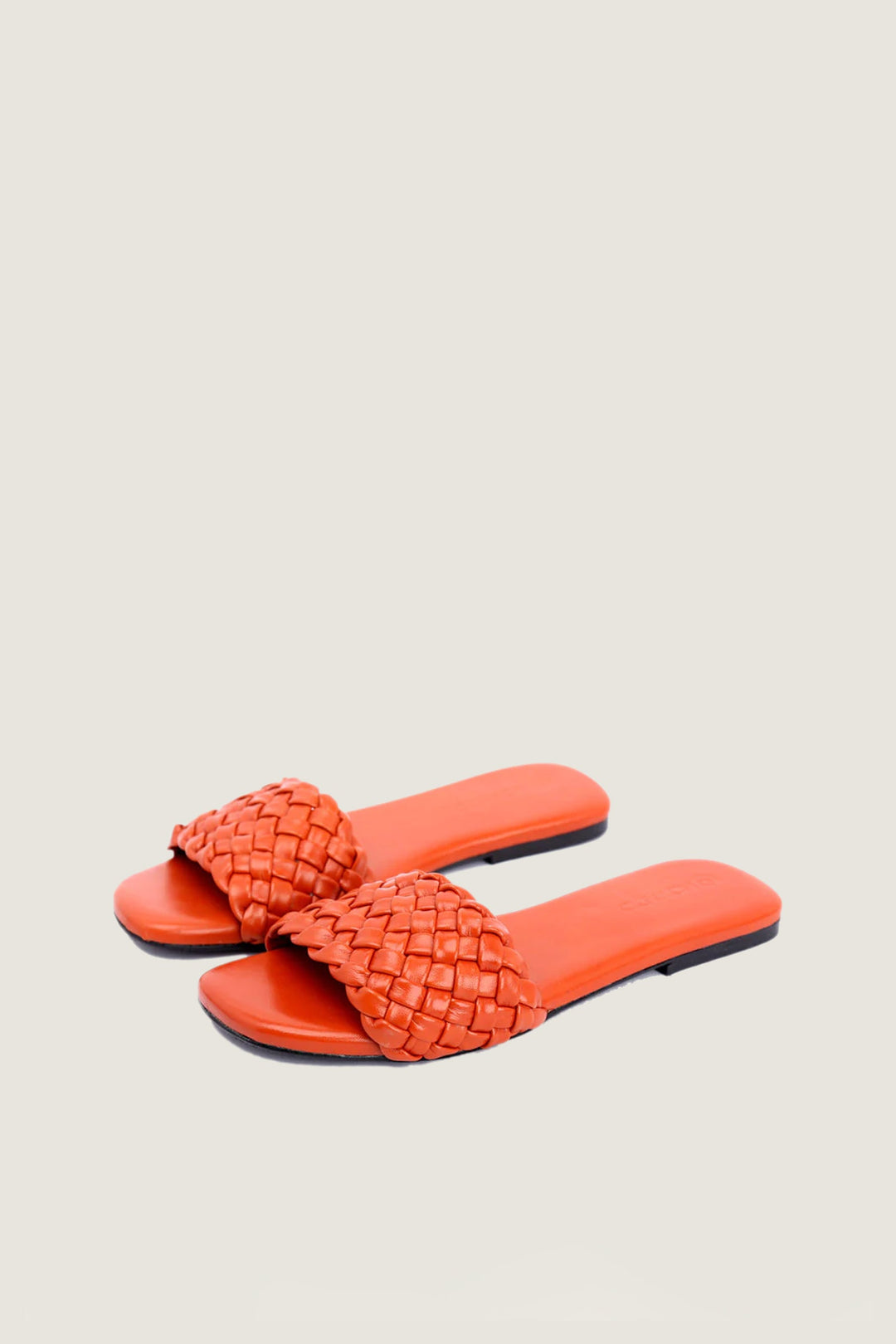 Novado - Leather Sandal with Woven Design - Orange