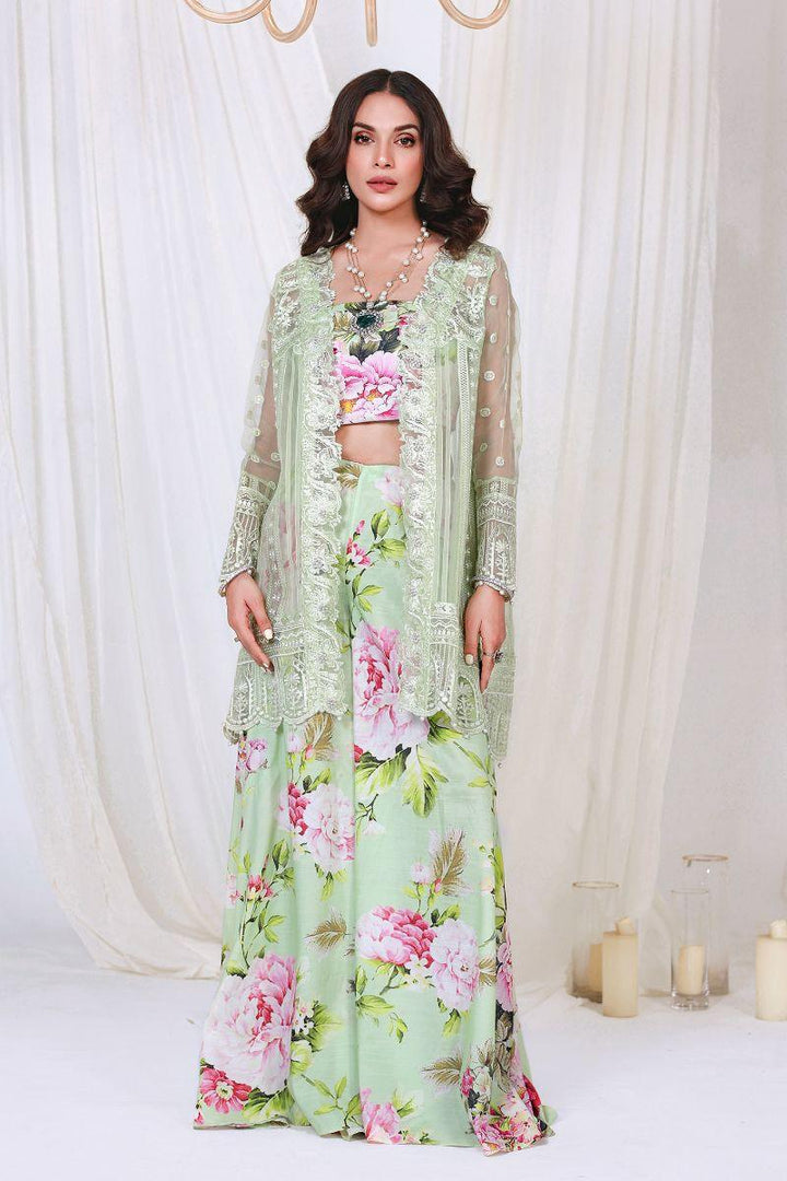 Reema Ahsan - NURAY - Organza  - Lime green  - 4 Piece