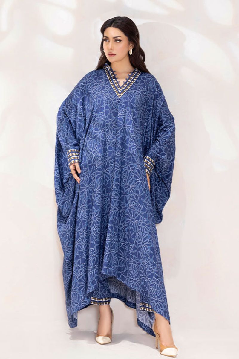 SAFWA - Printed - Blue - Lawn - 2 Piece - Stitched