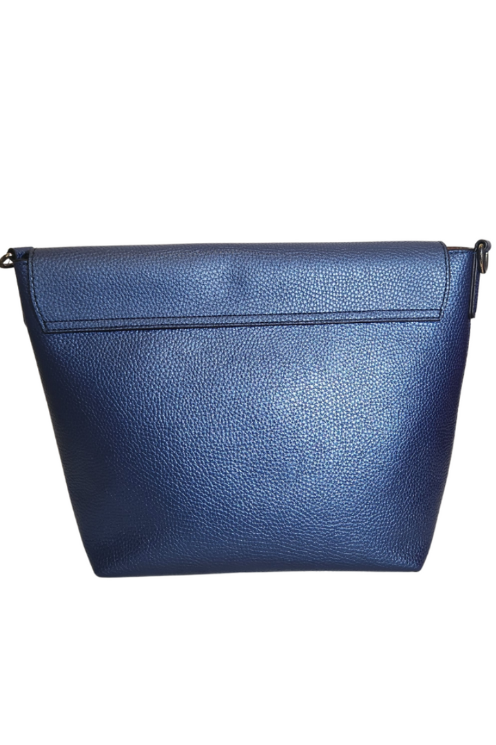 Pre-Loved Treasures - Guess Metallic Blue Pebbled Leatherette Large Crossbody Bag