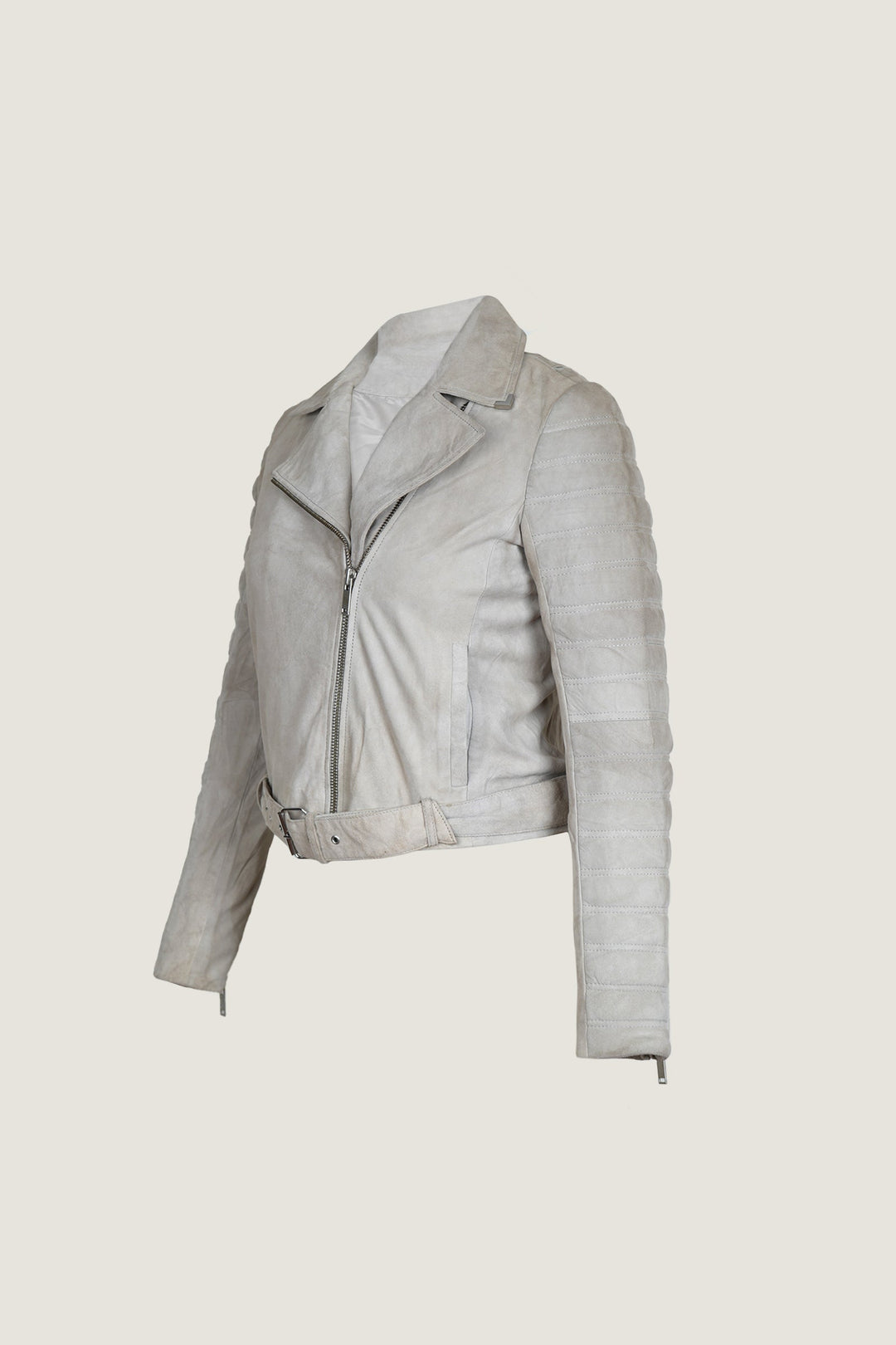 Novado - Women's Eco-Friendly Biker Leather Jacket - Grey - 1 Piece