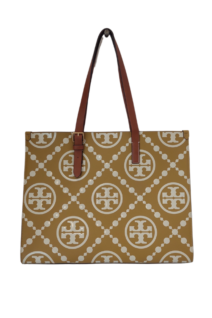 Pre-Loved Treasures - Tory Burch Olive Sprig T Monogram Contrast Embossed Tote | Like New