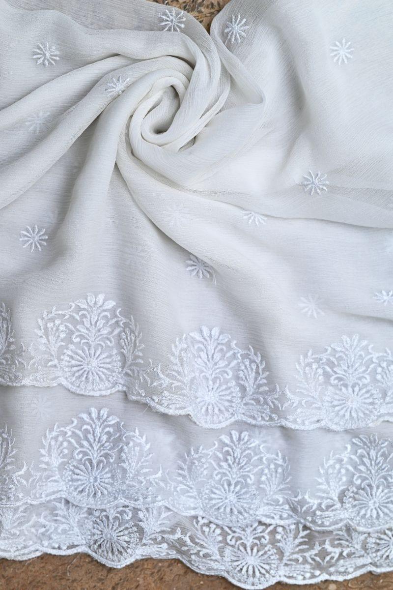 AlifYay - white dupatta AYW-011 - Chiffon - Studio by TCS