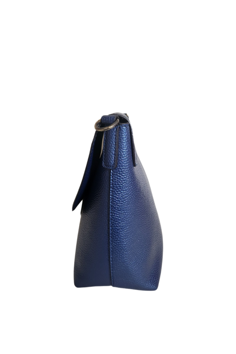 Pre-Loved Treasures - Guess Metallic Blue Pebbled Leatherette Large Crossbody Bag