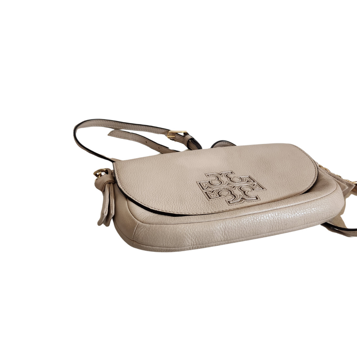 Pre-Loved Treasures - Tory Burch Beige Leather Harper Crossbody Bag