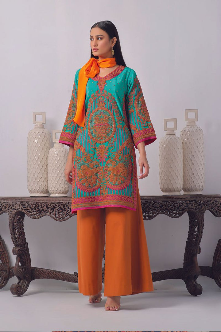 Rizwan Beyg Design - Gulmeena - Silk - Ferozi - 2 Piece