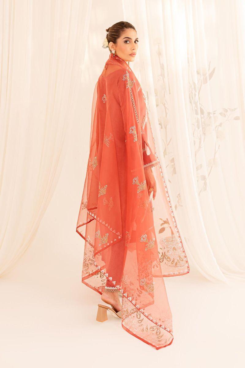 Allure by Ih - ZAIB - Peach - Viscose & Organza - 3 Piece