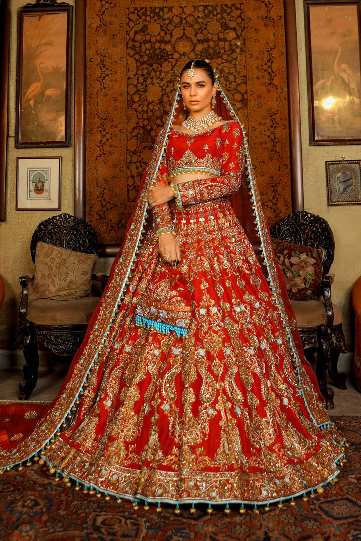 Arif Ashraf - Gulaboo - Red - Raw Silk and Katan Organza - 3 Piece