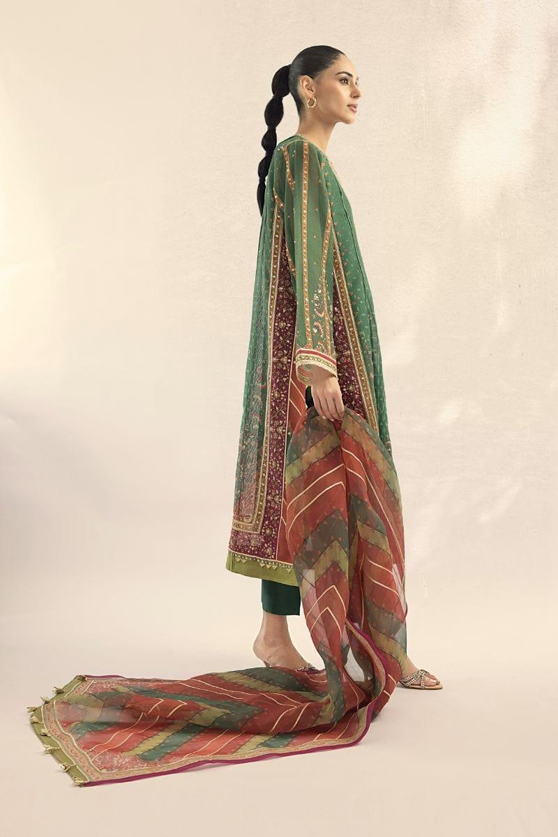 Sania Maskatiya - Nooreh (B) - Raw Silk - Parrot Green - 3 Piece - Studio by TCS