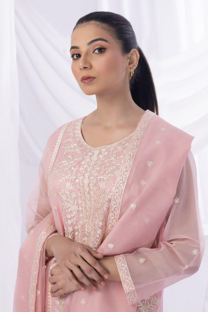 Sadia Aamir - Samaa - Peach - Khaddi Net - 3 Piece