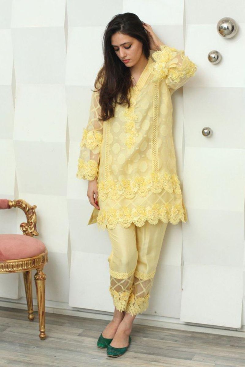 Maheen Trends - Calla - Yellow - 2 Piece - Silk & Organza