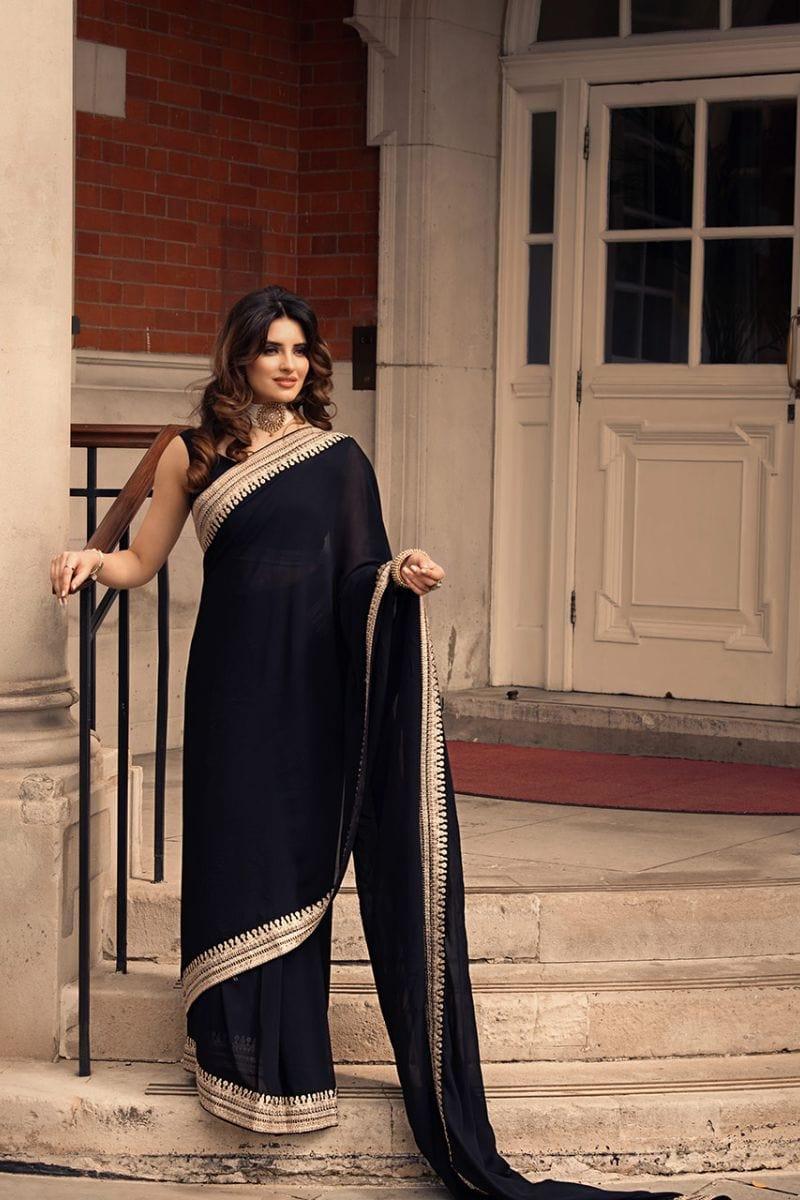 Kaanchi London - Kashish - Black - Georgette - Saree - Studio by TCS