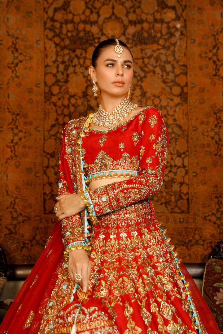 Arif Ashraf - Gulaboo - Red - Raw Silk and Katan Organza - 3 Piece