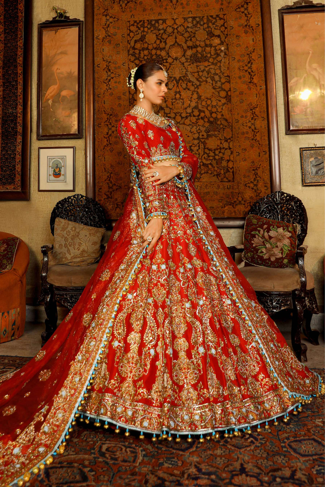 Arif Ashraf - Gulaboo - Red - Raw Silk and Katan Organza - 3 Piece