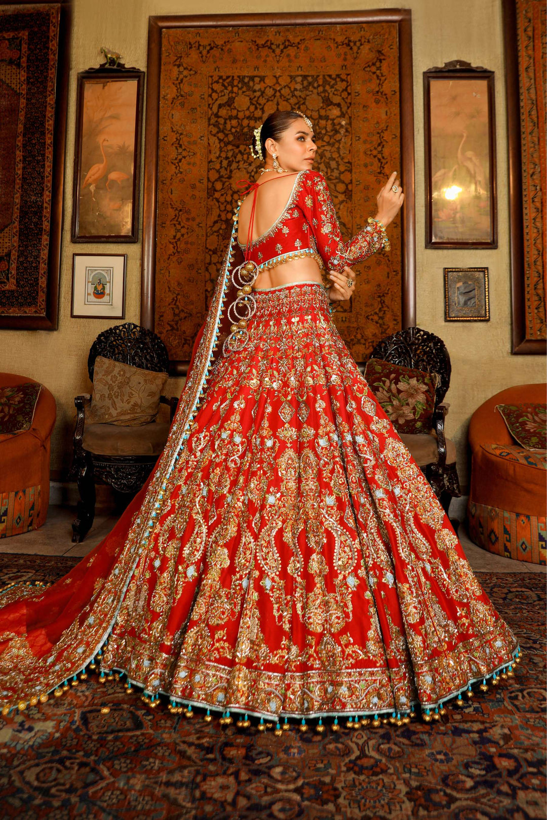 Arif Ashraf - Gulaboo - Red - Raw Silk and Katan Organza - 3 Piece