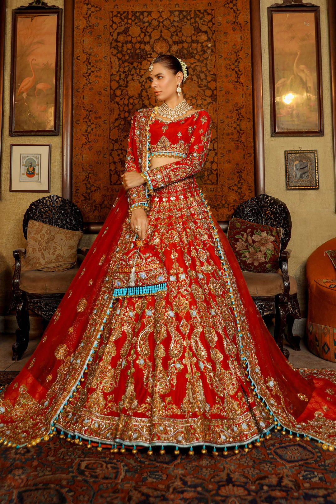 Arif Ashraf - Gulaboo - Red - Raw Silk and Katan Organza - 3 Piece