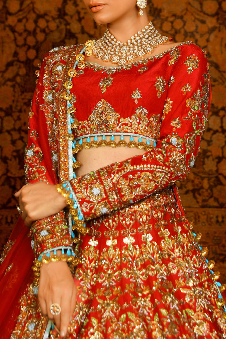 Arif Ashraf - Gulaboo - Red - Raw Silk and Katan Organza - 3 Piece