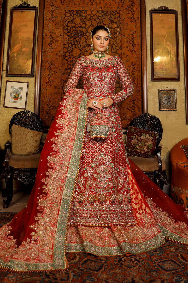 Arif Ashraf - Gul Naar - Deep Red - Raw Silk and Indian Brocade and Katan Organza - 3 Piece