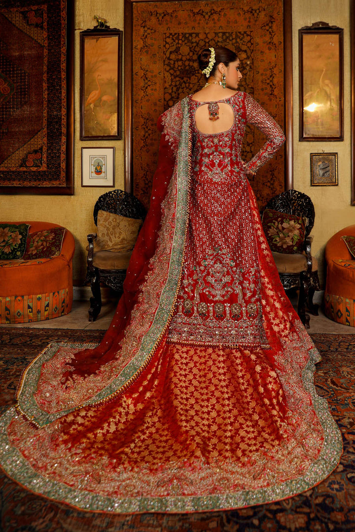 Arif Ashraf - Gul Naar - Deep Red - Raw Silk and Indian Brocade and Katan Organza - 3 Piece