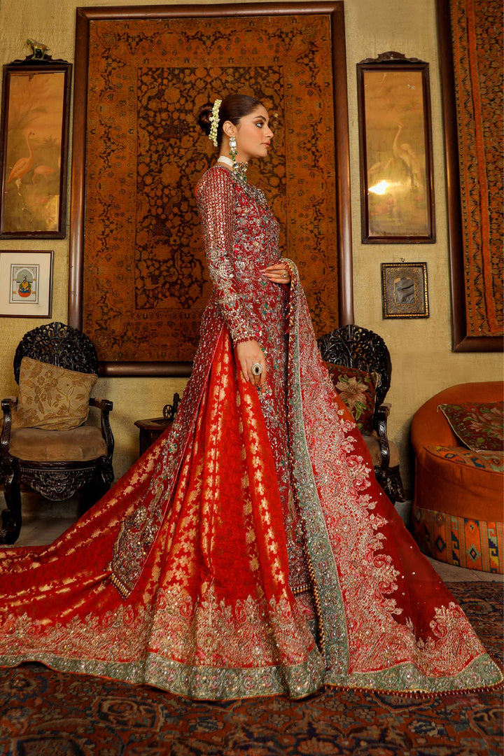 Arif Ashraf - Gul Naar - Deep Red - Raw Silk and Indian Brocade and Katan Organza - 3 Piece